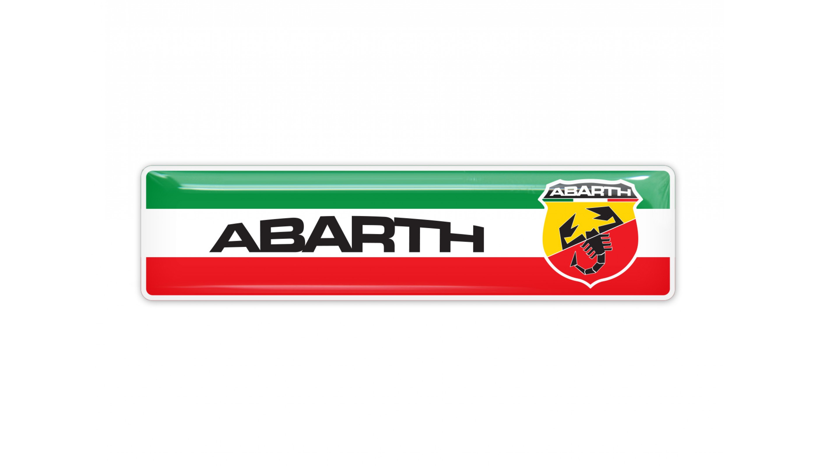 Details about   2 Domed Abarth Domed stickers Black with an Italian Flag V002 95mm x 15mm 