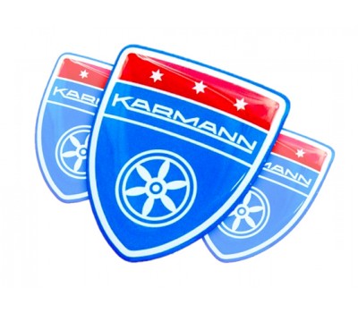 Karmann Blue Domed Emblems 3pcs