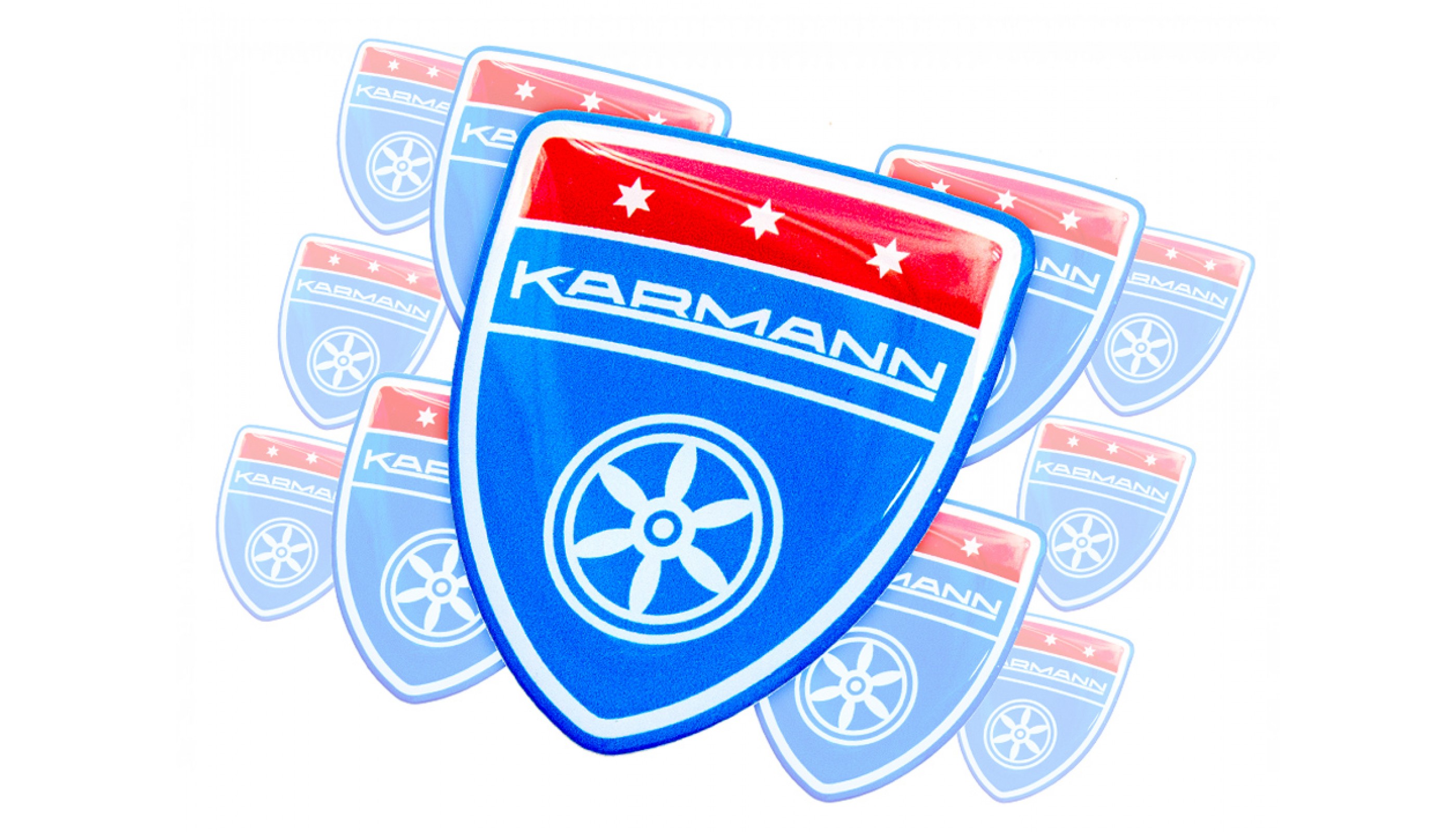 Karmann blue domed emblems 11pcs