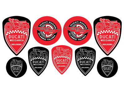 Ducati Meccanica 3d domed big emblem sticker set Ducati Meccanica 3d domed big emblem sticker set