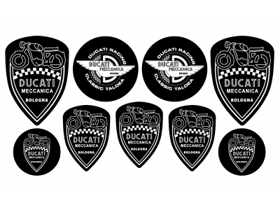 Ducati Meccanica 3d domed black big emblem sticker set Ducati Meccanica 3d domed black big emblem sticker set