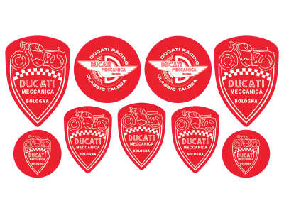 Ducati Meccanica 3d domed red big emblem sticker set Ducati Meccanica 3d domed red big emblem sticker set