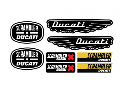 Ducati Scrambler 3d domed big sticker emblem set