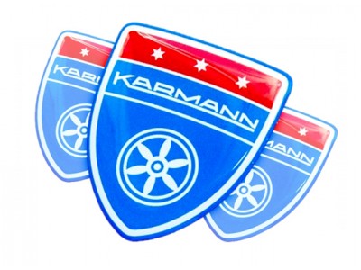 Karmann Blue Domed Emblems 3pcs