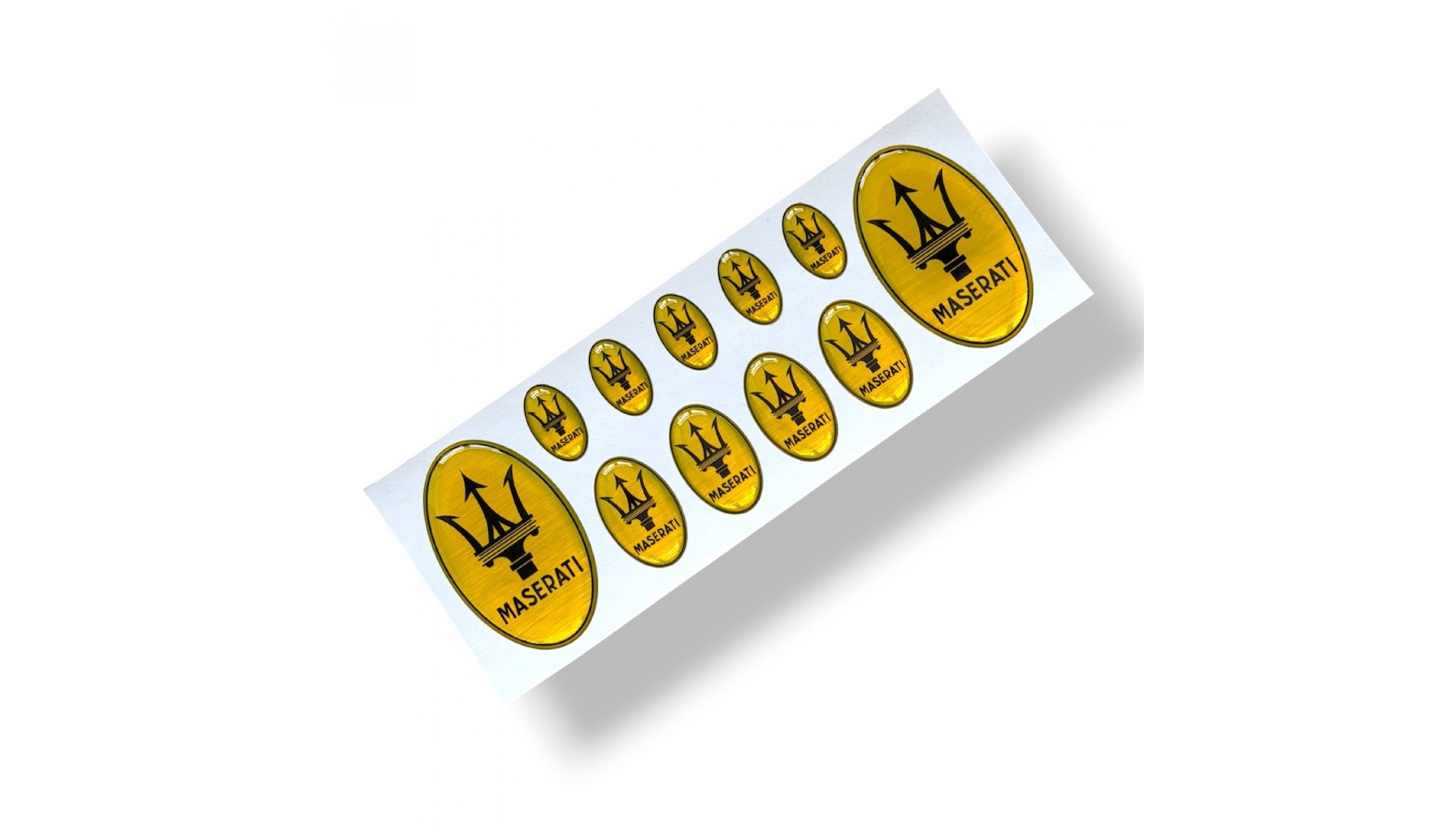 Maserati Yellow domed emblems
