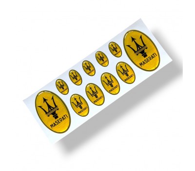 Maserati Yellow domed emblems