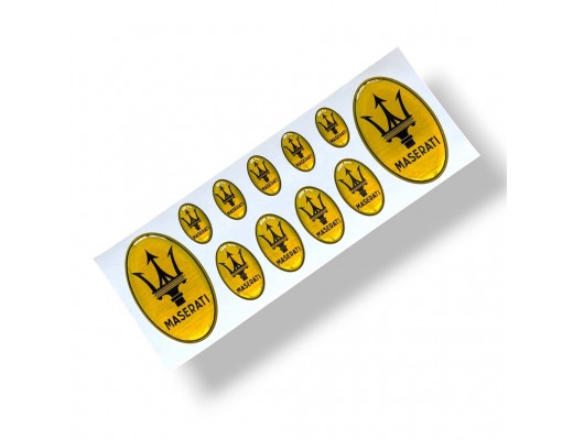 Maserati Yellow domed emblems