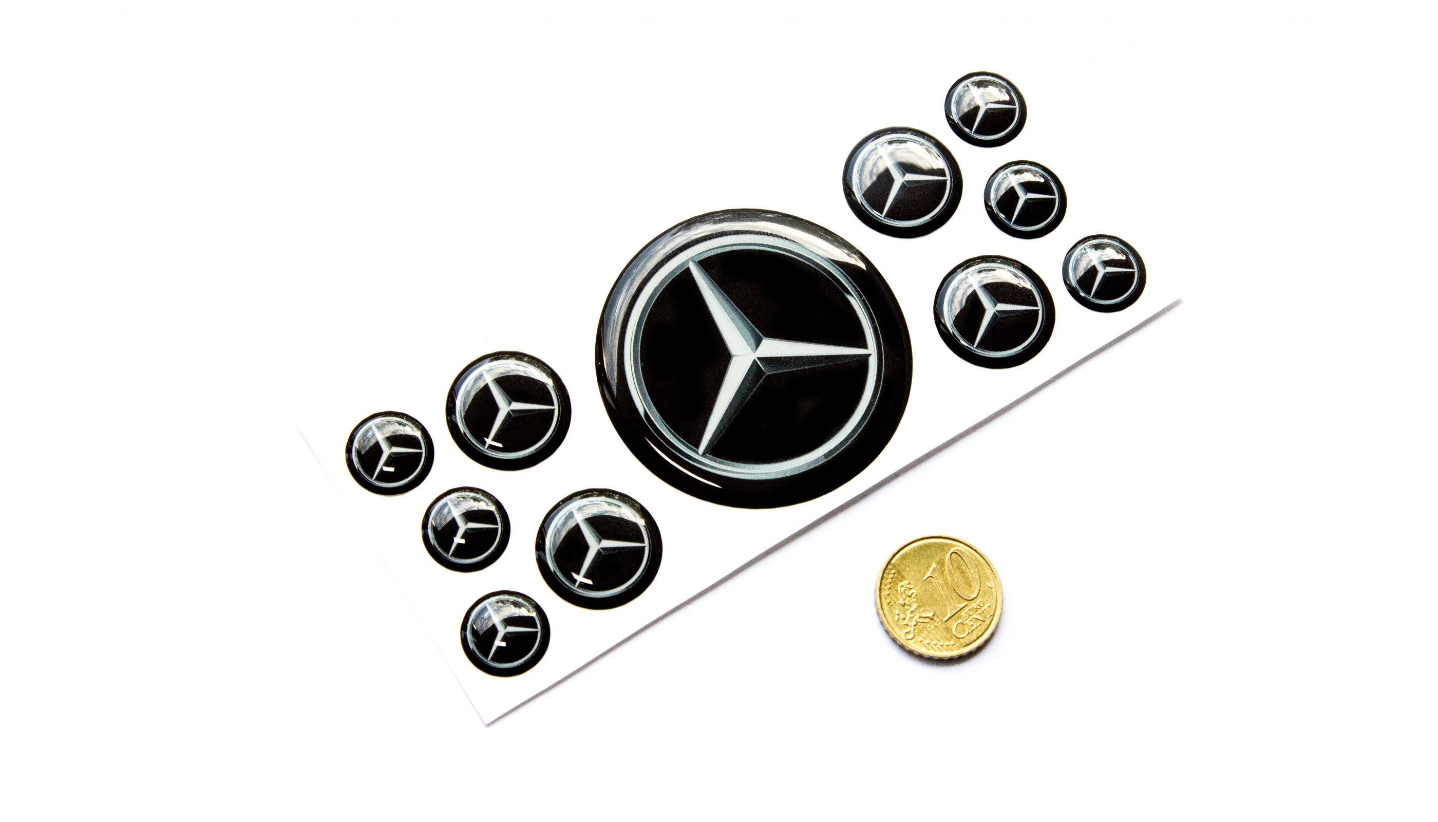 2x MERCEDES AMG Logo 3D Domed Stickers Size 60x10mm. 