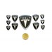 Tesla red domed emblems